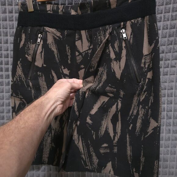 Y2K Vera Wang Knee Skirt Sz6 28W 90s Punk Rock Grunge Camo Zippers Black Brown - Picture 6 of 12